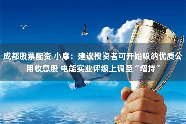 成都股票配资 小摩：建议投资者可开始吸纳优质公用收息股 电能实业评级上调至“增持”